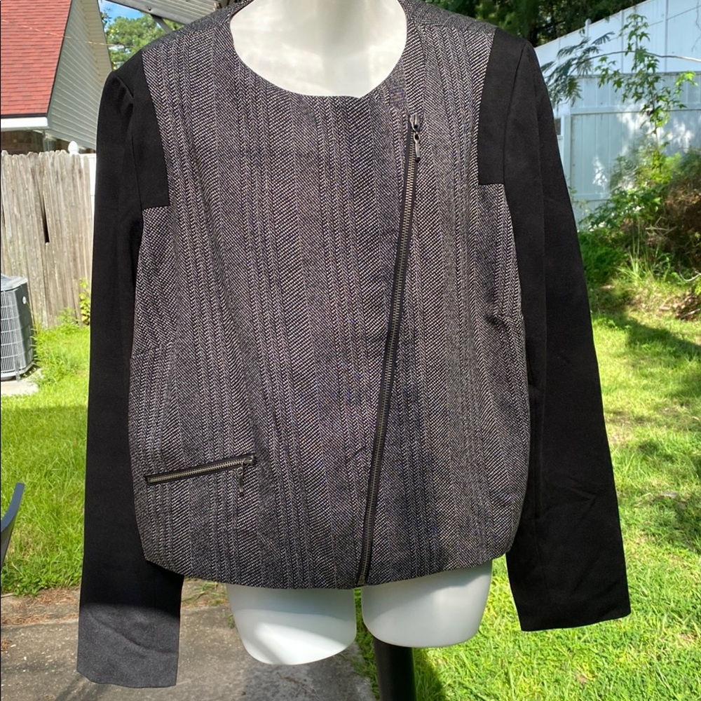 Walter Baker Tweed Asymmetrical Jacket Zipper Cropped Plus Size 1x